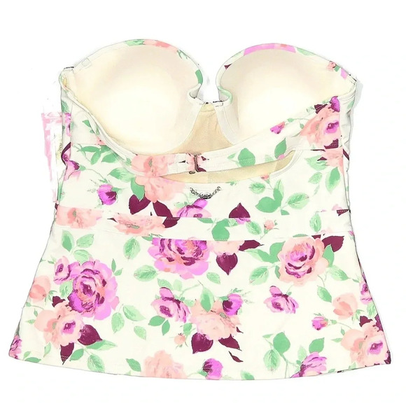Betsey Johnson Rose Floral Bustier Peplum Swim Tankini Top & Bottom Size M NWT - Picture 8 of 15
